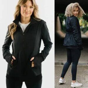 Zyia Black Layered Mont Blanc Everywhere Full Zip Peplum Jacket